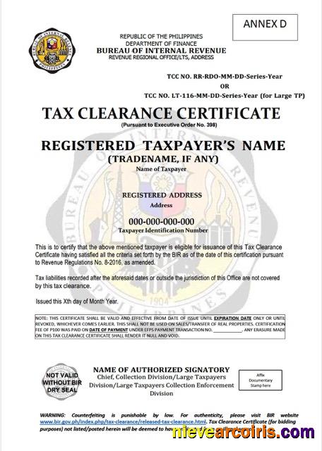 Philippines tax clearance certificate